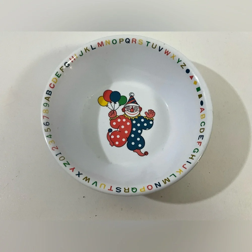 Vintage Melamine Ware Child’s Bowl with Clown and ABC’s Taiwan B2